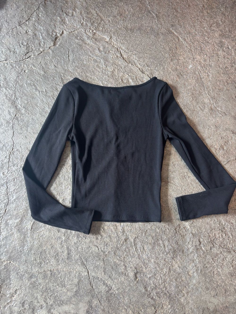 Black Ribbed Women’s Top - Picture 4 of 5